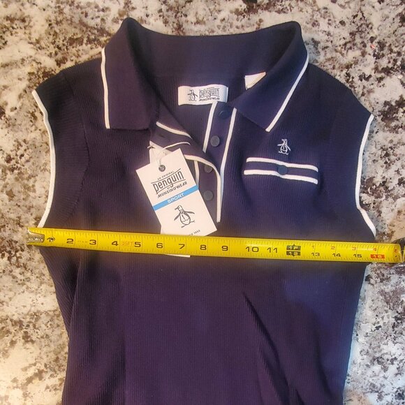 NWT Original Penguin Sleeveless Fine Ribbed Knit Sweater Vest Navy - Picture 7 of 7